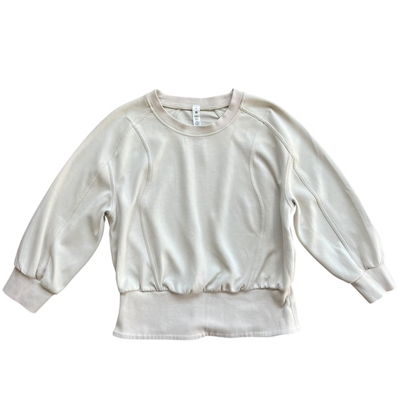 Lululemon Pullover Softstreme RibbedHem W3GG8S‎ Natural Ivory Womens Size 8